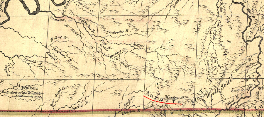 when John Mitchell produced his map during the French and Indian War to establish English claims to North America, all of Southwest Virginia and Kentucky was part of Augusta County
