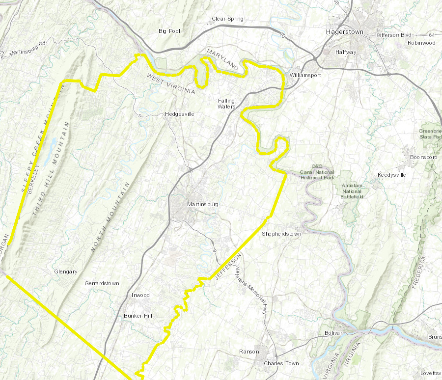 Berkeley County is in the Valley and Ridge physiographic province