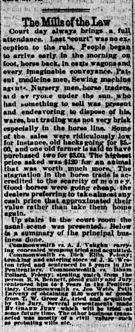 the Mecklenburg County  courthouse in Boydton was a busy place on court day in 1893