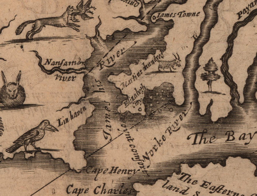 in 1651, John Farrer located a town called Elizabeth City at the site of modern Poquoson