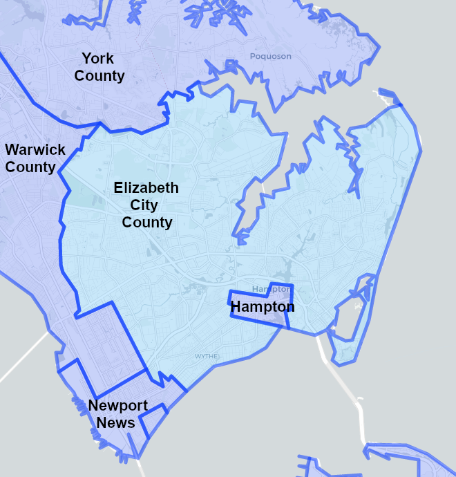 Elizabeth City County surrounded the City of Hampton between 1927-1952