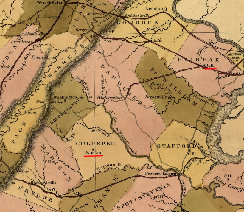 the county seat of Culpeper was called Fairfax until 