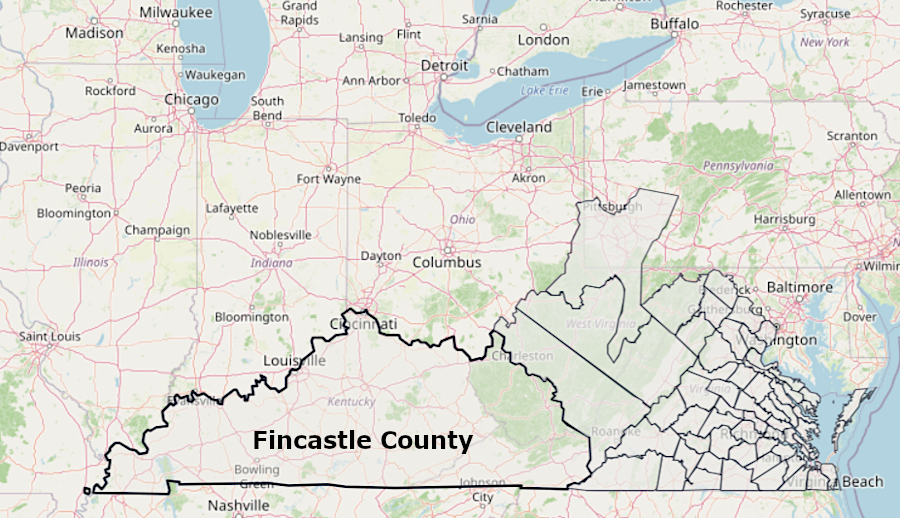 Fincastle County boundaries stretched to the Mississippi River