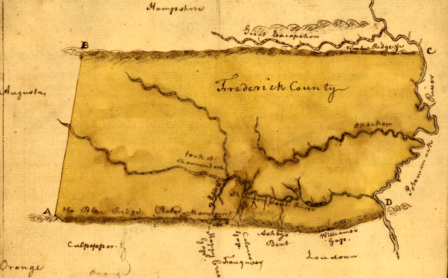 George Washington produced a 1769 survey of Frederick County, which was part of the Fairfax Grant