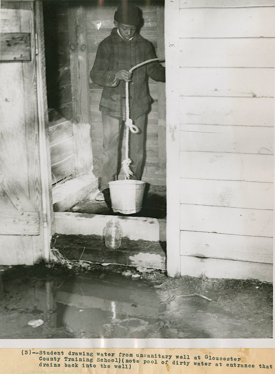in 1948, students at Gloucester County Training School obtained drinking water from an unsanitary well