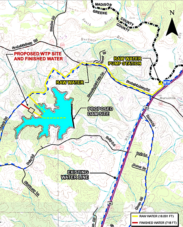 Greene County and Stanardsville planned to pump water from the Rapidan River to the new reservoir on White Run