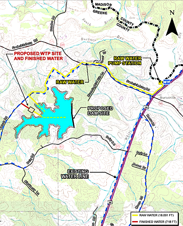 Greene County and Standardsville planned to pump water from the Rapidan River to the new reservoir on White Run