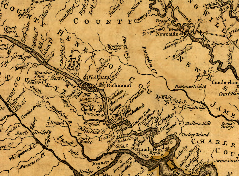 Henrico County, as shown on the 1755 Fry-Jefferson map
