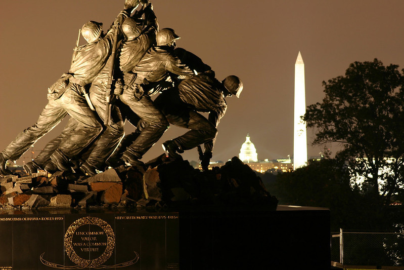 the Iwo Jima memorial of the US Marine Corps is across US 50 at the souttheast corner of Rosslyn