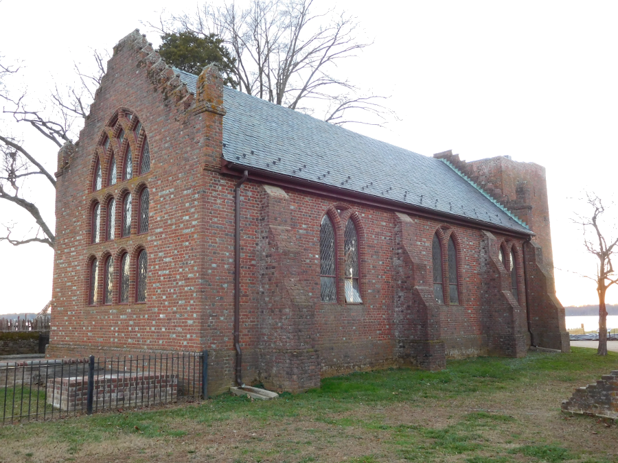 the 1907 Memorial Church on Jamestown Island was built on top of the foundations of the 1617 church in which the General Assembly first met