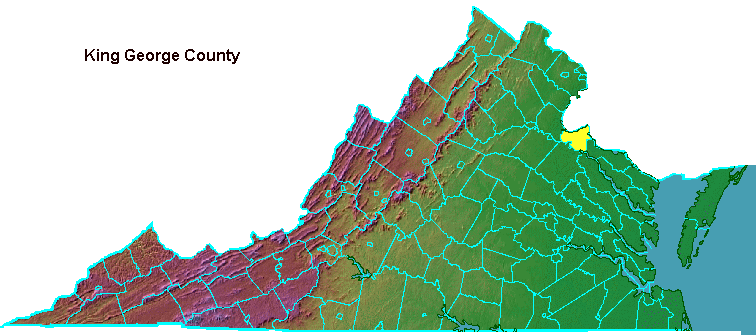 King George County, highlighted in map of Virginia