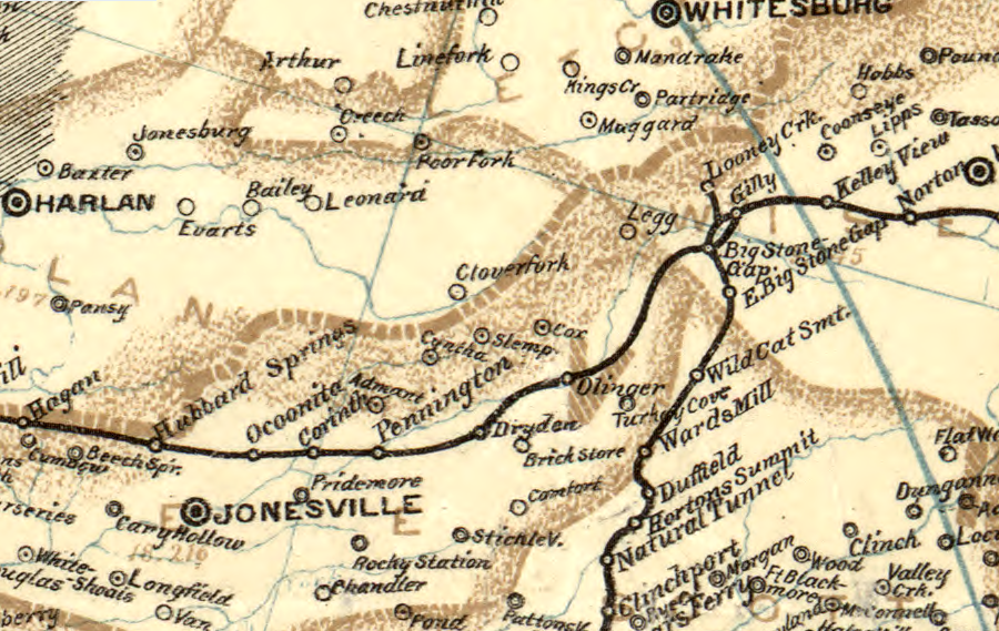 the Town of Appalachia developed on Looney Creek when two railroads bypassed Big Stone Gap