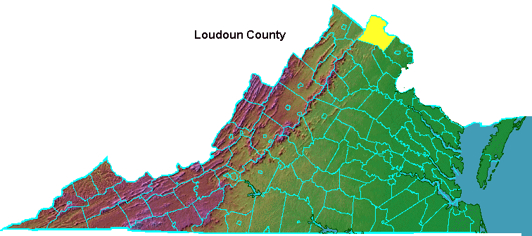 Loudoun County, highlighted in map of Virginia