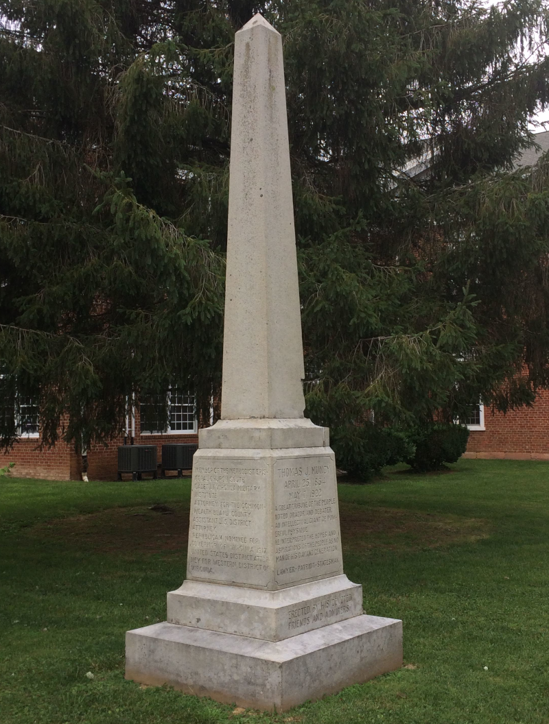 Thomas J. Muncy, Republican candidate for governor in 1917, came from Bland County