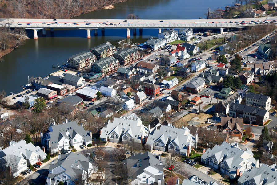 Town of Occoquan, looking downstream towards Route 123 bridge over Occoquan River
