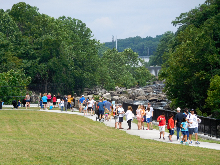 the July 30, 2016 opening of River Mill Park drew a crowd