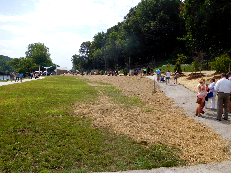 River Mill Park is a green roof built on top of concrete water storage tanks