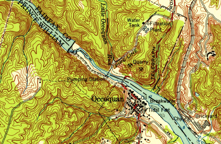 before Hurricane Agnes in 1972, the road across the Occoquan River followed the historic route set by Nathaniel Ellicott when he built the first bridge in 1800