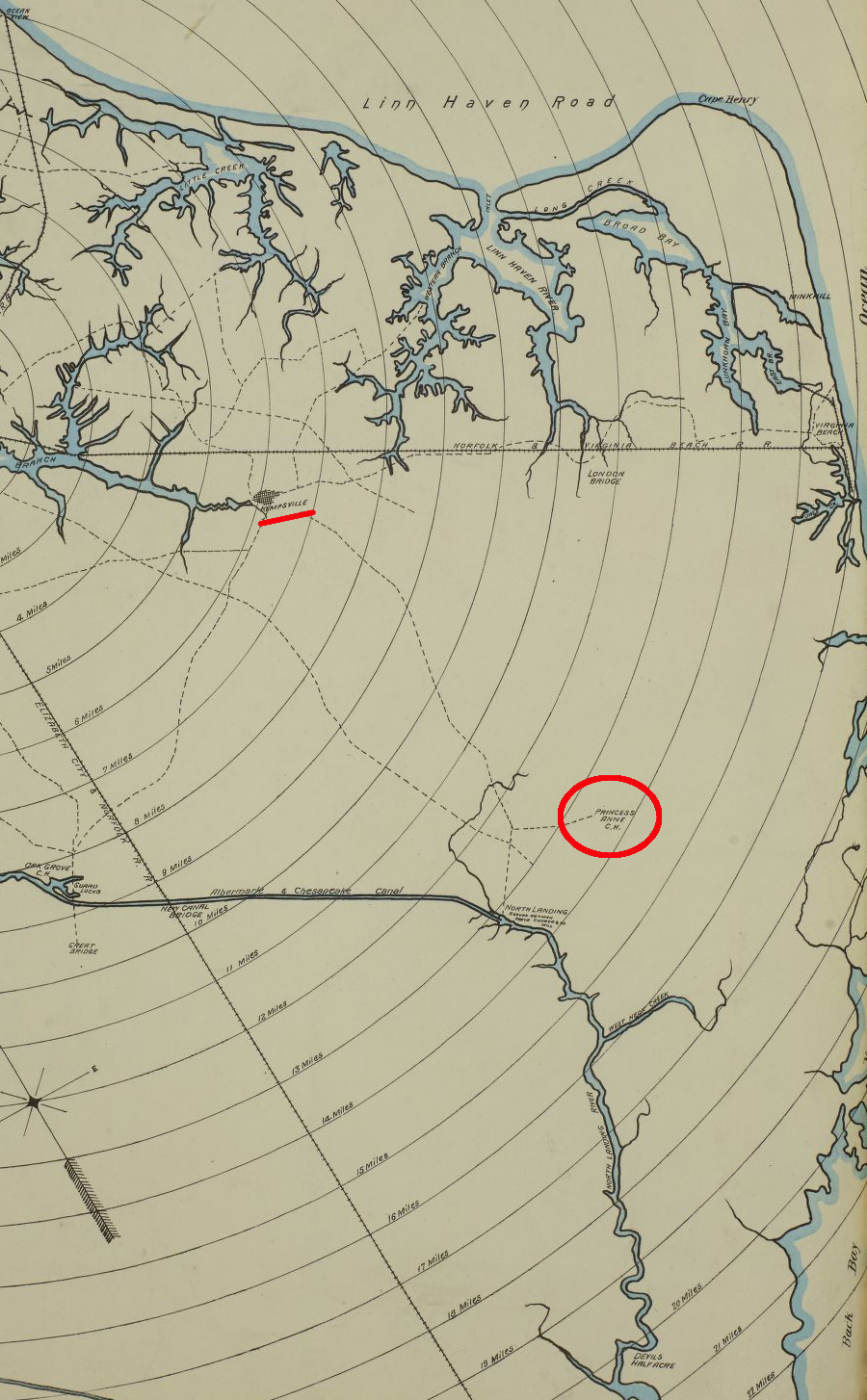 the courthouse for Princess Anne County was moved from Kempsville to a more-central location in the agricultural county