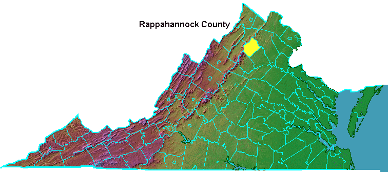 Rappahannock County, highlighted in map of Virginia