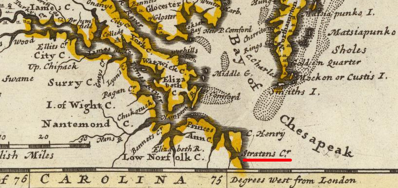 in the 1600's, Stratton's Creek might have connected the Atlantic Ocean with Lynnhaven River via an inlet to Little Neck Creek, then to Linkhorn Bay and Broad Bay