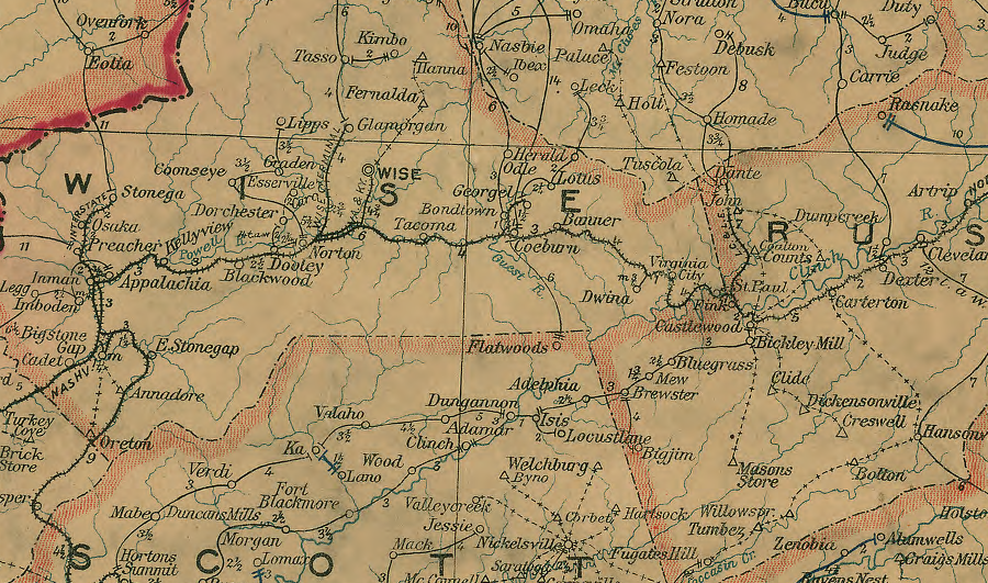 three railroads competed to haul coal and coke from Wise County in 1906, before the Clinchfield arrived in 1909