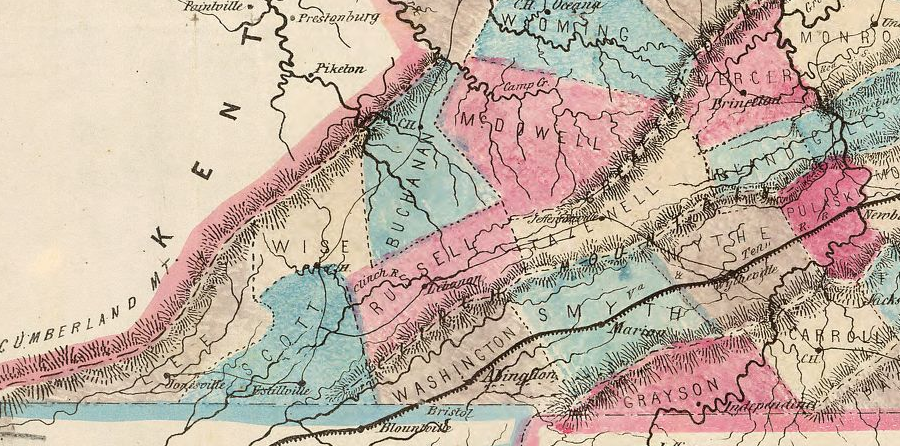 Virginia counties in 1861, before creation of Bland County in 1862