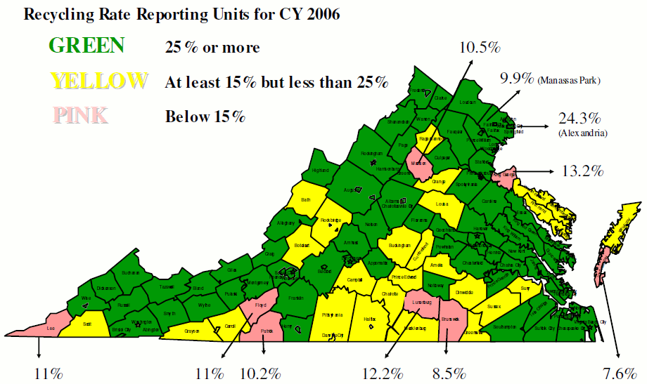 2006 recycling rates in Virginia