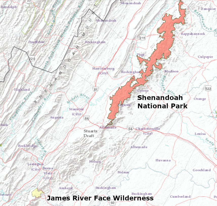 there are two Mandatory Class 1 Federal Areas in Virginia