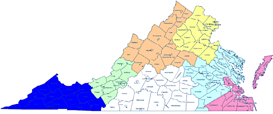 Virginia has seven Air Quality Control Regions