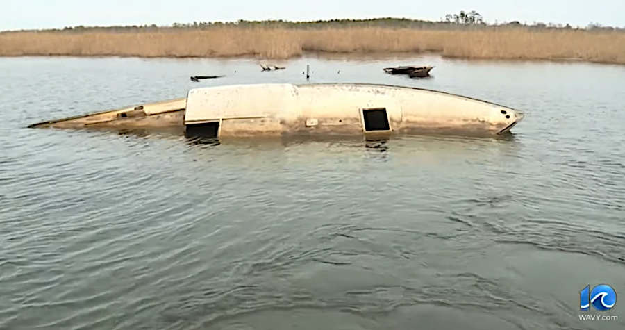 abandoned boat on the North Landing River