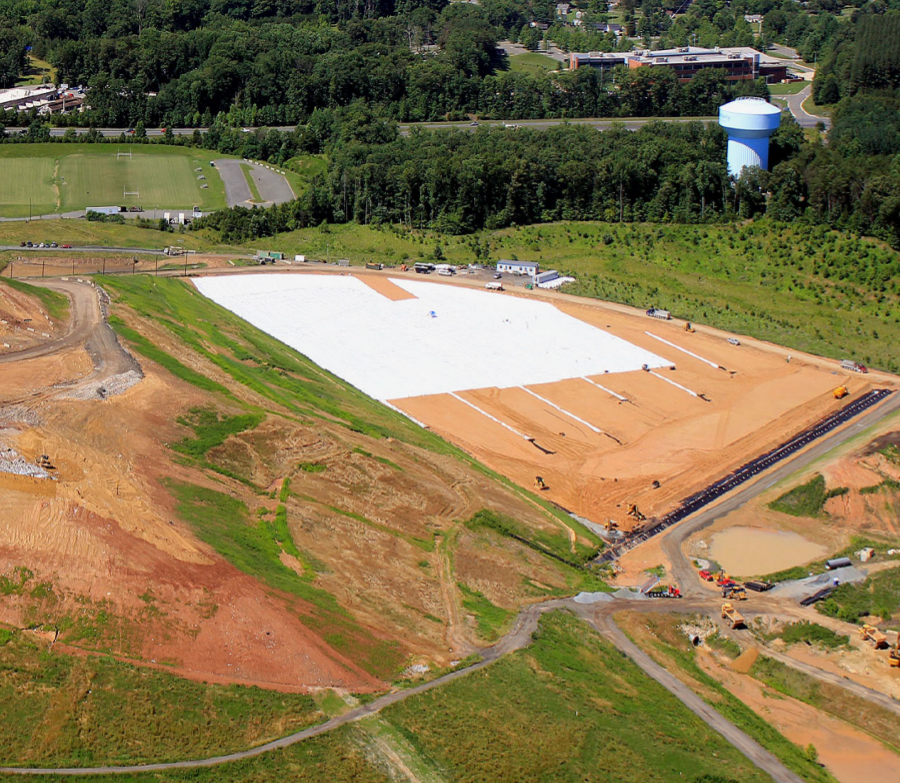 installation of landfill liner for new cell at Prince William County landfill
