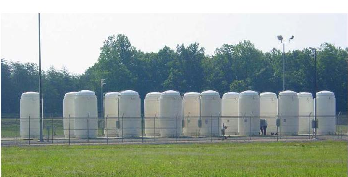 dry casks with spent fuel assemblies are located within the secure, guarded area at Lake Anna Nuclear Power Station