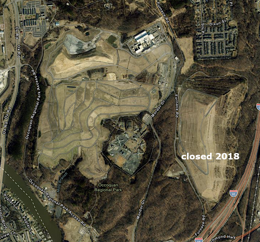 the construction and demolition debris landfill in southern Fairfax County closed in 2018, for conversion into Overlook Ridge Park