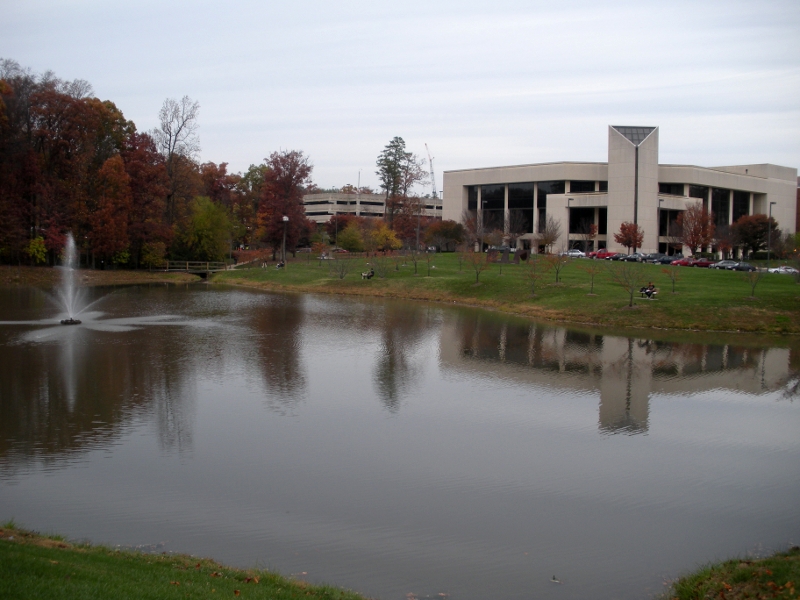 wet stormwater pond at GMU