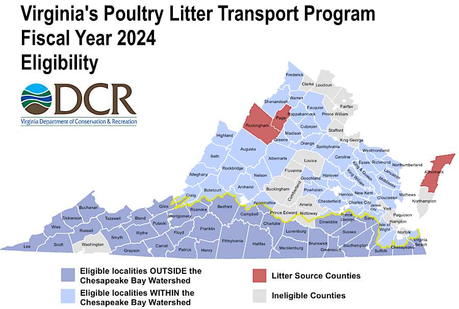 the state government subsidizes the transport of poultry litter outside of the Chesapeake Bay watershed