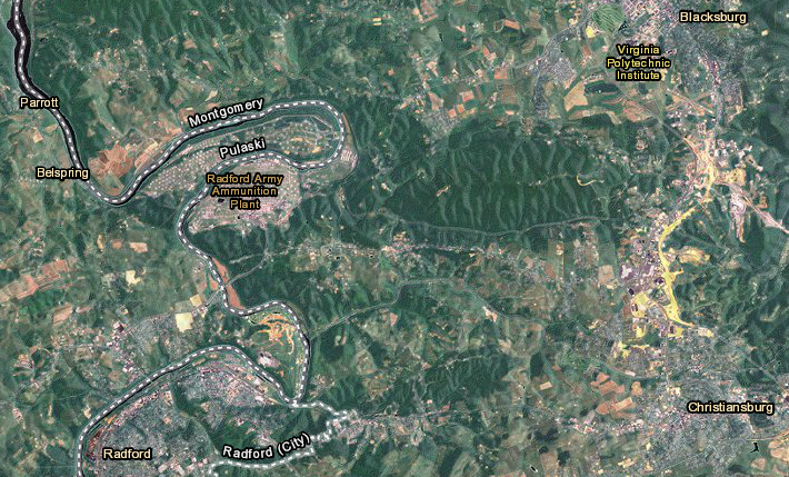 nitrate pollution in New River is high, but does not impair the river - or affect the Chesapeake Bay, since the river is on the western side of the Eastern Continental Divide