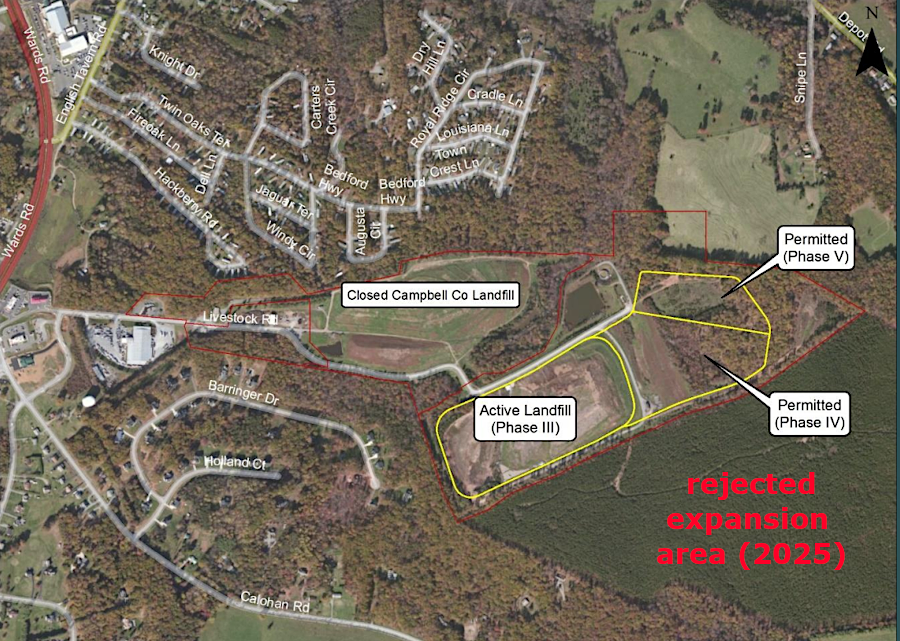 Campbell County officials approved expanding the Region 2000 landfill in 2014, but rejected further expansion in 2025
