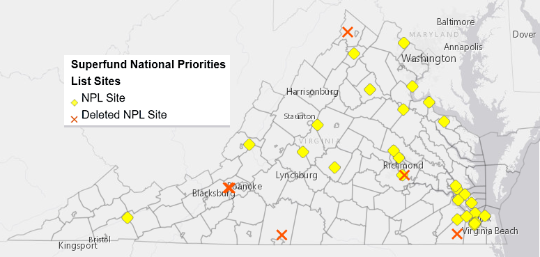 Superfund sites in Virginia