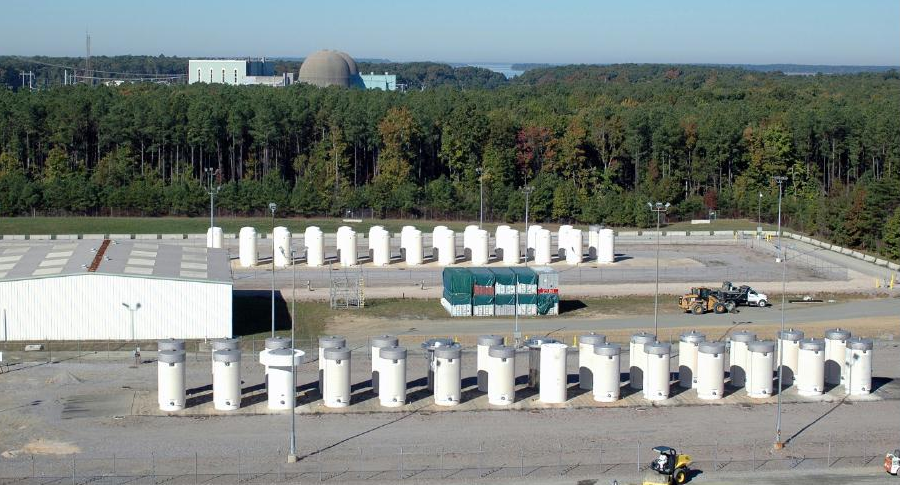 used, still-radioactive fuel assemblies will be stored above ground in dry casks temporarily at the Surry Nuclear Power Plant, until a national repository for permanent storage is developed