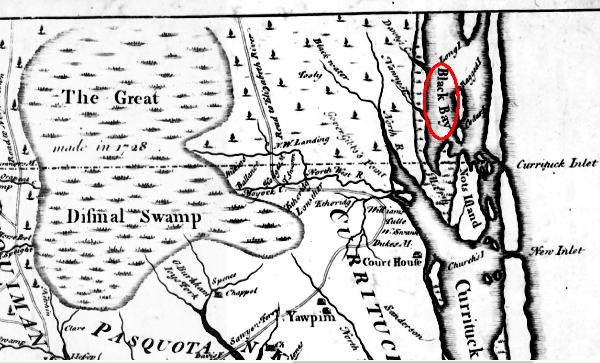 the North Carolina surveyor who marked the Virginia-Carolina border in 1728 identified Back Bay as Black Bay