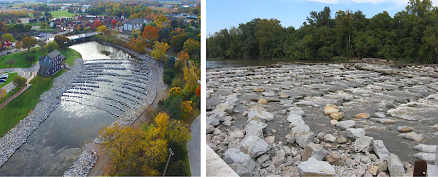 a rock ramp downstream of a low-head dam can eliminate the safety risk of the hydraulic current
