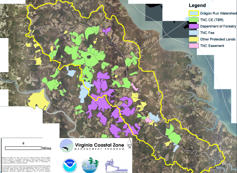 protected land in Dragon Run, as of 2010