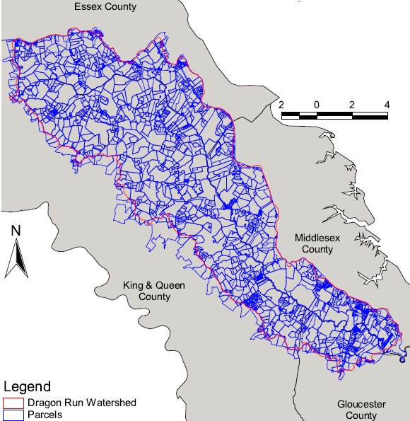 Dragon Run watershed parcel boundaries