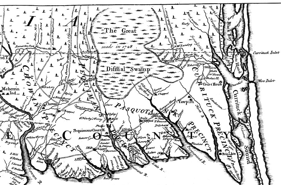 the creation of the Carolina colony split the Dismal Swamp, and the unclear boundary helped the swamp become a refuge for indentured servants and slaves who escaped from their masters
