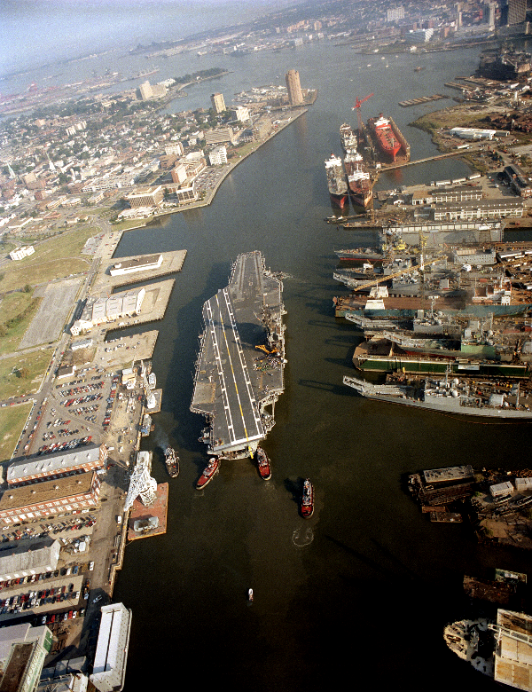 the Norfolk Naval Shipyard is located on the Southern Branch of the Elizabeth River, well protected from storms