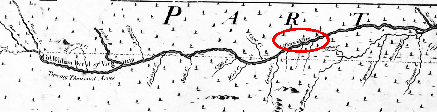 in 1733, the Dan River was labeled the Fitzwilliam River by North Carolina's surveyor general