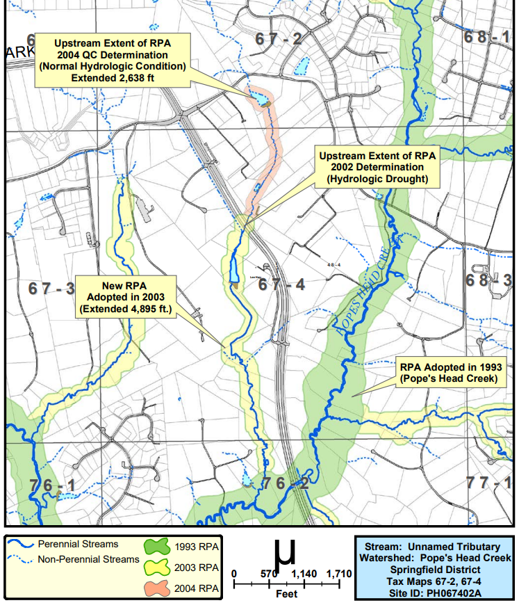 when intermittent stream segments are reclassified as perennial, expanded Resource Protection Areas affect plans of developers