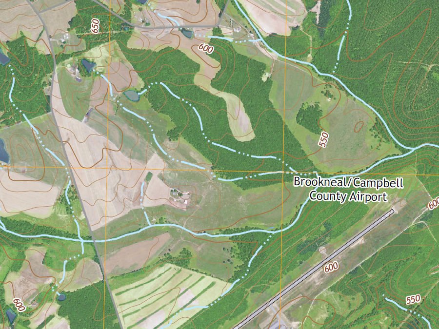 on US Geological Survey maps, dotted blue lines identify intermittent streams and solid blue lines identify perennial streams