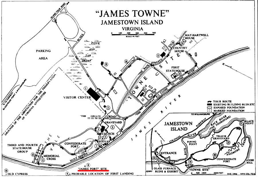 until 1994, the 1607 fort at Jamestown was thought to have been lost due to erosion